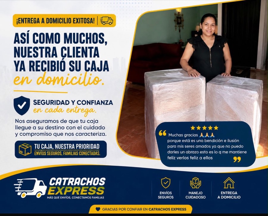 Cliente recibiendo su caja en domicilio en Honduras